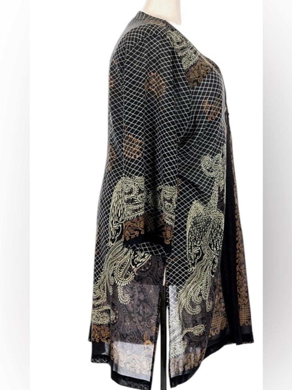 Citron~Santa Monica Beaded Peacock 
Silk Kimono Duster 
Semi-Sheer
Size 1X
NWOT - Picture 13 of 14